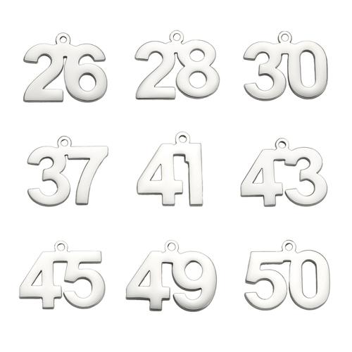 Stainless Steel Pendants, 304 Stainless Steel, Number, plated, DIY 