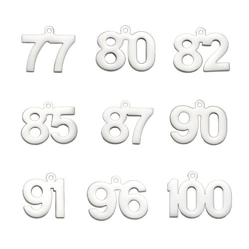 Stainless Steel Pendants, 304 Stainless Steel, Number, plated, DIY 