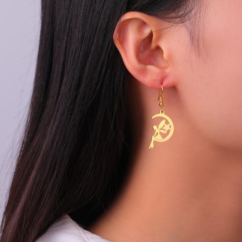 Stainless Steel Drop Earring, 304 Stainless Steel, Spirit, plated, for woman & hollow 