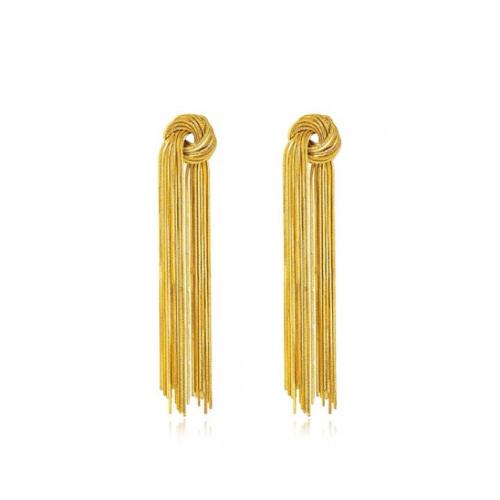 Fashion Fringe Earrings, Brass, fashion jewelry & for woman, golden, 105mm 