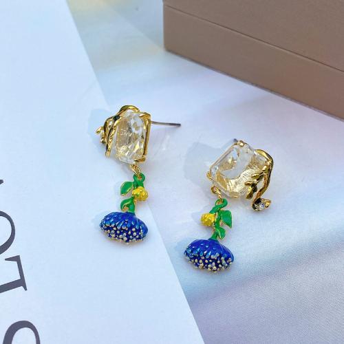 Rhinestone Brass Drop Earring, fashion jewelry & for woman & with rhinestone 