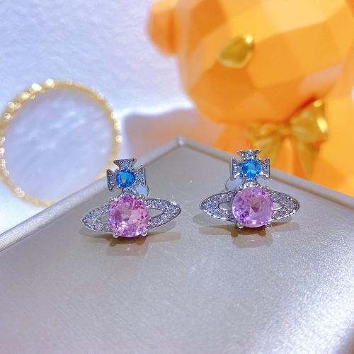 Cubic Zirconia Micro Pave Brass Earring, fashion jewelry & micro pave cubic zirconia & for woman 