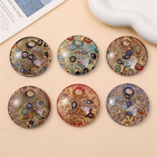 Pendentifs artisanaux au style murano, chalumeau, Rond, DIY, plus de couleurs à choisir, 45mm Vendu par sac[