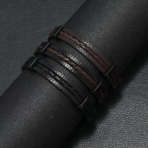 bracelet de cordon en PU , alliage de zinc, avec Aimant & cuir PU, Placage, pour homme, plus de couleurs à choisir .5 cm, Vendu par PC