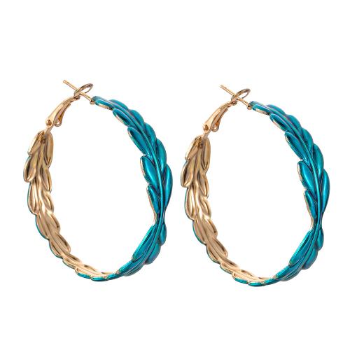 Zinc Alloy Hoop Earring, fashion jewelry & for woman, blue 