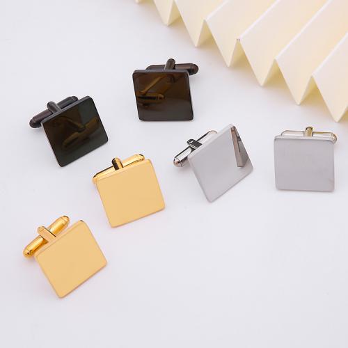 Stainless Steel Cufflink, 304 Stainless Steel, Square, polished, fashion jewelry & for man 