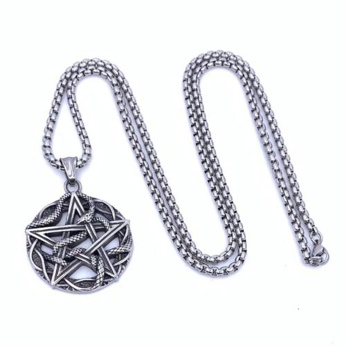 Edelstahl Schmuck Halskette, 304 Edelstahl, unterschiedliche Länge der Wahl & verschiedene Stile für Wahl & für den Menschen, Silberfarbe, 43x36mm, verkauft von PC