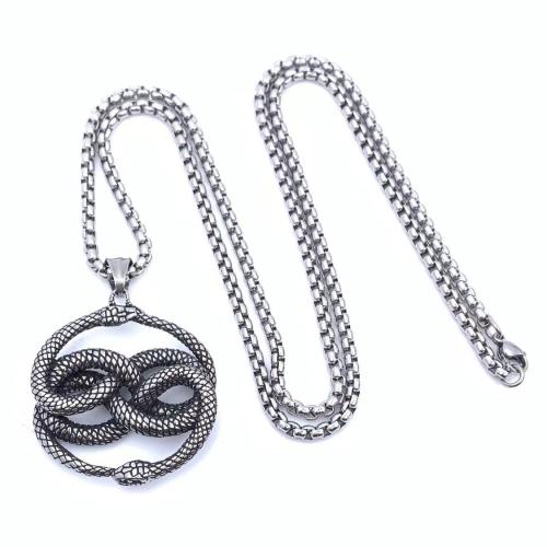 Edelstahl Schmuck Halskette, 304 Edelstahl, Schlange, unterschiedliche Länge der Wahl & verschiedene Stile für Wahl & für den Menschen, 39x39mm, verkauft von PC