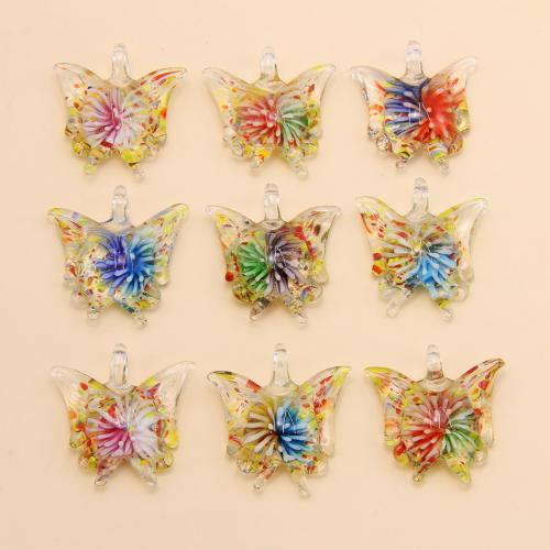 Inner Flower Lampwork Pendants, Round, DIY 