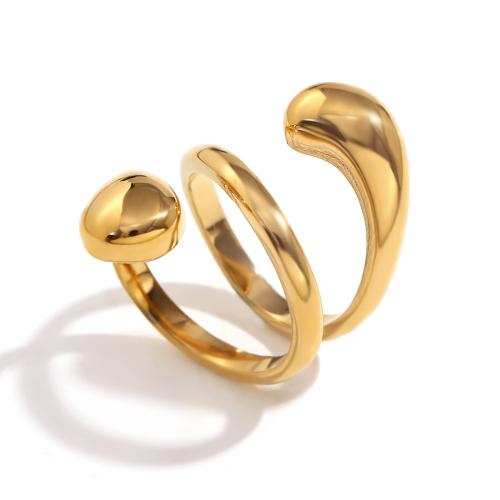 Edelstahl Fingerring, 304 Edelstahl, goldfarben plattiert, Modeschmuck, goldfarben, verkauft von PC