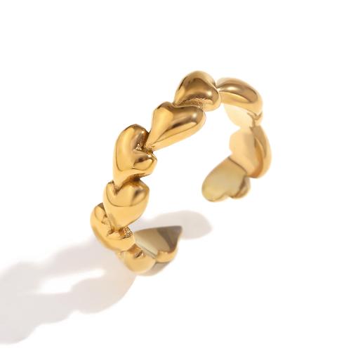 Edelstahl Fingerring, 304 Edelstahl, goldfarben plattiert, Modeschmuck, goldfarben, verkauft von PC