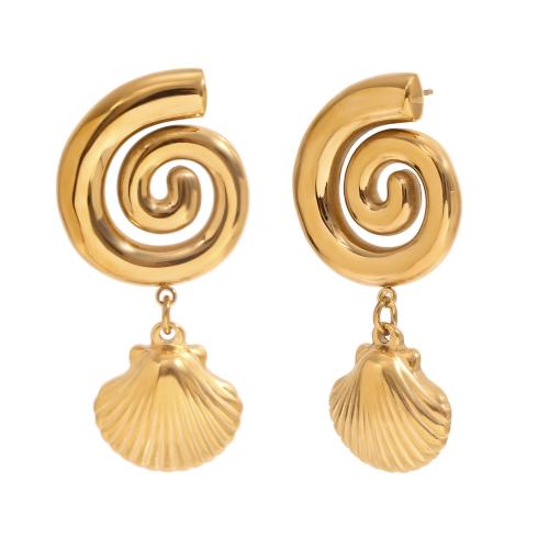 Stainless Steel Drop Earring, 304 Stainless Steel, gold color plated, fashion jewelry, golden 