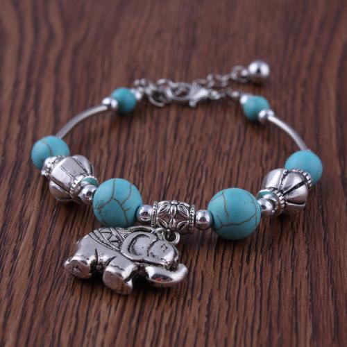 Zinc Alloy Turquoise Bracelets, with turquoise, with 5.5cm extender chain, fashion jewelry & Unisex & carved .5 cm [