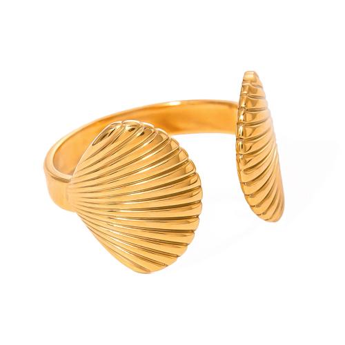 Edelstahl Fingerring, 304 Edelstahl, Schale, Modeschmuck & für Frau, goldfarben, verkauft von PC