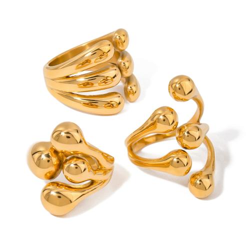 Edelstahl Fingerring, 304 Edelstahl, 18K vergoldet, Modeschmuck & verschiedene Stile für Wahl & für Frau, verkauft von PC