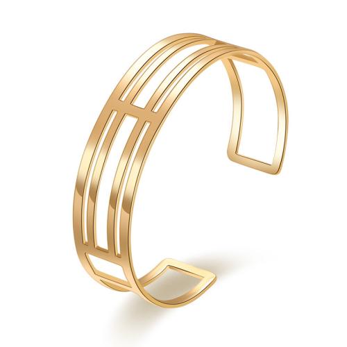 Brass Cuff Bangle, plated, for woman, golden 