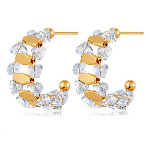 Cubic Zirconia Micro Pave Brass Earring, micro pave cubic zirconia & for woman, golden 