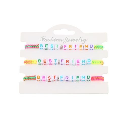 Pulseras de acrílico, con Polipropileno Nylon & plástico recubierto de cobre, unisexo, más colores para la opción, longitud:18-26 cm, Vendido por Set