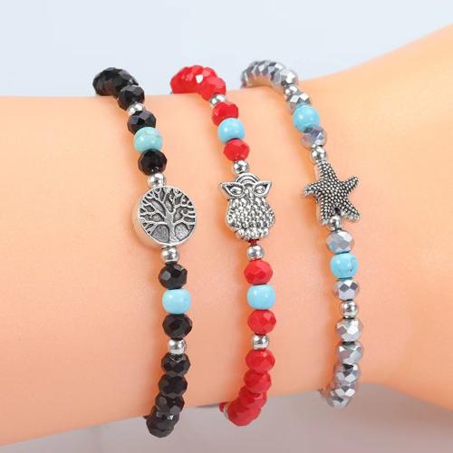 Glass Pearl Zinc Alloy Bracelets, with Polyamide & Glass, plated, Unisex, mixed colors cm 