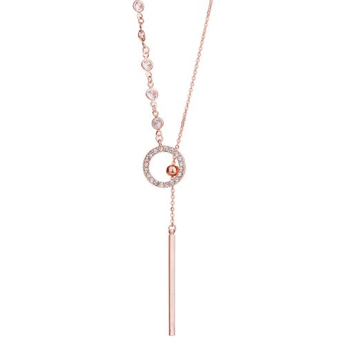 Chaîne en alliage de zinc de fer Collier Pull, Placage, bijoux de mode & pour femme & avec strass, plus de couleurs à choisir Environ 92 cm, Vendu par PC