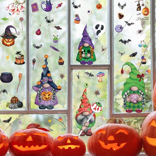 plástico PVC Etiquetas engomadas de la ventana, con Papel, Impresión, Diseño de Halloween & impermeable, multicolor, 200x300mm, Vendido por Set