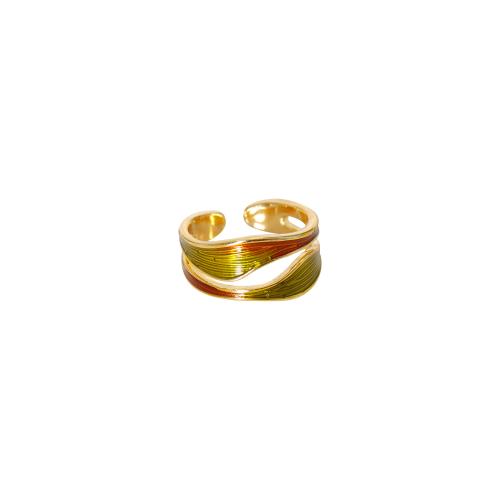 Brass Finger Ring, 18K gold plated, fashion jewelry & for woman & enamel, golden, Inner diameter 17mm 