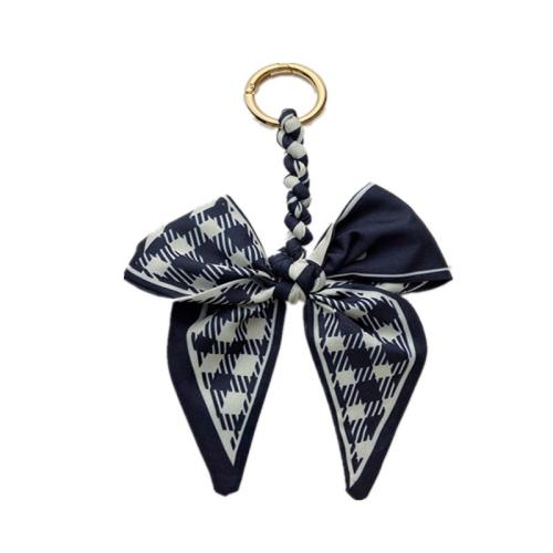 Fabric Key Chain, Zinc Alloy, with Cloth, Bowknot, for woman 