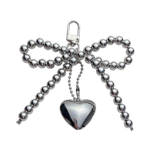 Plastic Key Chain, Zinc Alloy, with Plastic Pearl, Bowknot, for woman 