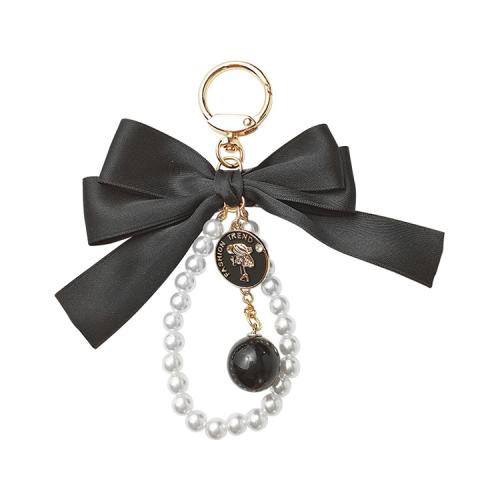 Fabric Key Chain, Zinc Alloy, with Cloth & Plastic Pearl, for woman 145mm 