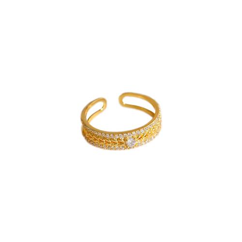 Cubic Zirconia Micro Pave Brass Finger Ring, fashion jewelry & micro pave cubic zirconia & for woman, golden, Inner diameter 17mm 