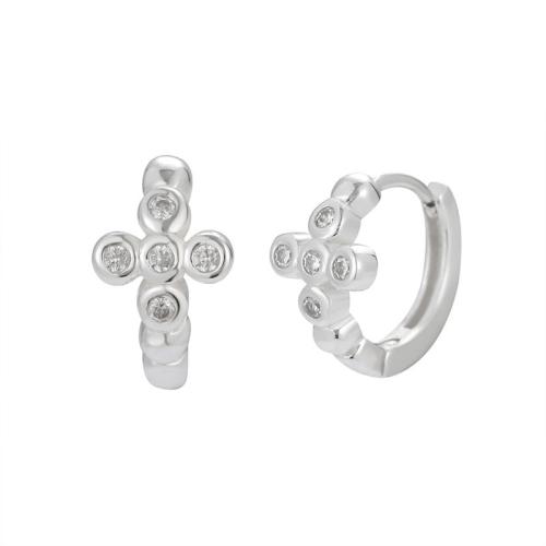 Pendiente de plata cubic zirconia Micro Pave Sterling, Plata de ley 925, Joyería & micro arcilla de zirconia cúbica & para mujer, 7.1x12.2mm, Vendido por Par