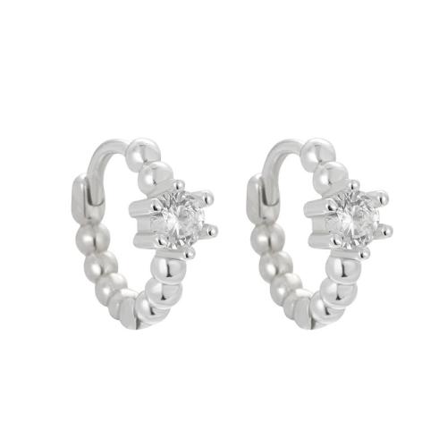 Pendiente de plata cubic zirconia Micro Pave Sterling, Plata de ley 925, Joyería & micro arcilla de zirconia cúbica & para mujer, 13mm, Vendido por Par