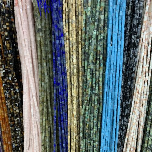 Mixed Gemstone Beads, Natural Stone, Round Tube, DIY Approx 38 cm [