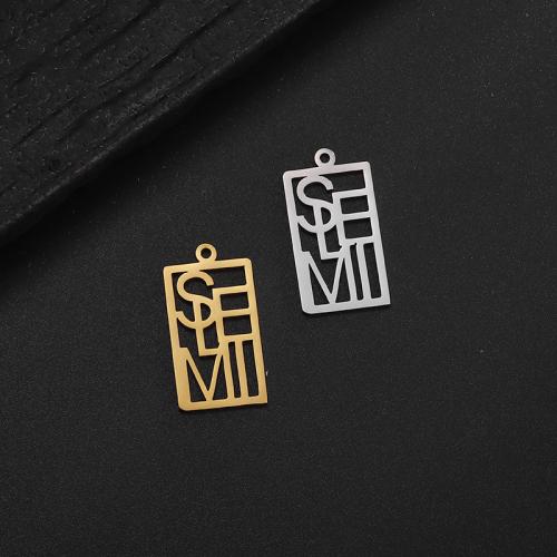 Stainless Steel Pendants, 304 Stainless Steel, Rectangle, Vacuum Ion Plating, DIY 