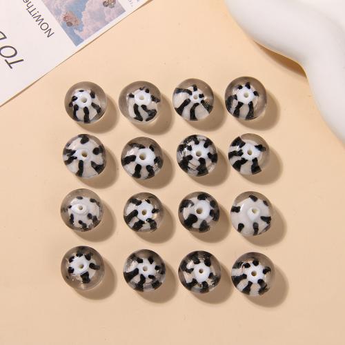 Lampwork Beads, Flat Round, DIY, white and black, 15mm, Approx 