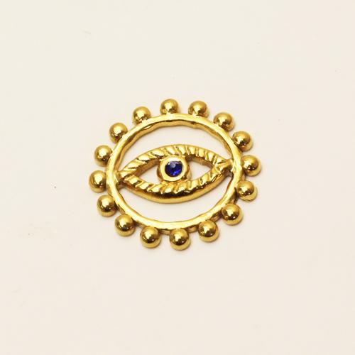 Mode-Evil Eye-Anhänger, 304 Edelstahl, Vakuum-Ionen-Beschichtung, DIY & böser Blick- Muster & mit Strass, goldfarben, 20x20mm, verkauft von PC[