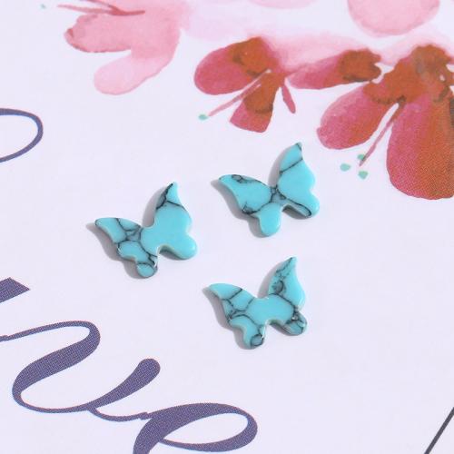 Synthetic Turquoise Beads, Butterfly, polished, DIY, blue [