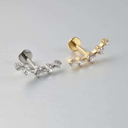 Boucles d'oreilles en acier titane, Placage, bijoux de mode & pavé de micro zircon, plus de couleurs à choisir, 12.3mm Vendu par sac