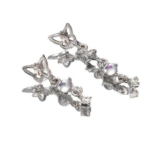 Asymmetric Earrings, Zinc Alloy, with Moonstone & Crystal, fashion jewelry & for woman 