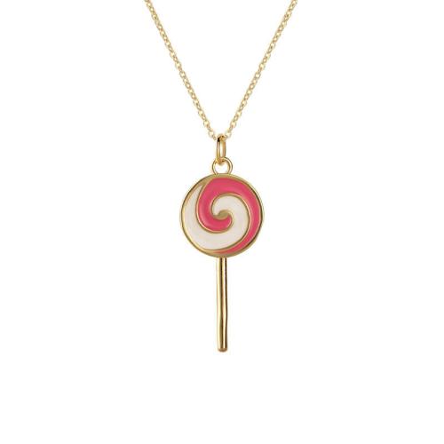 Enamel Brass Pendants, Lollipop, plated, DIY 