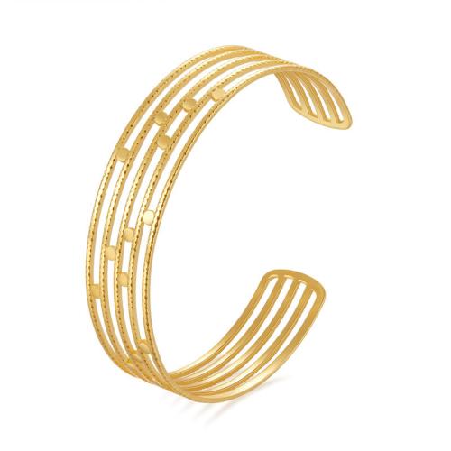 Brass Cuff Bangle, plated, for woman, golden 