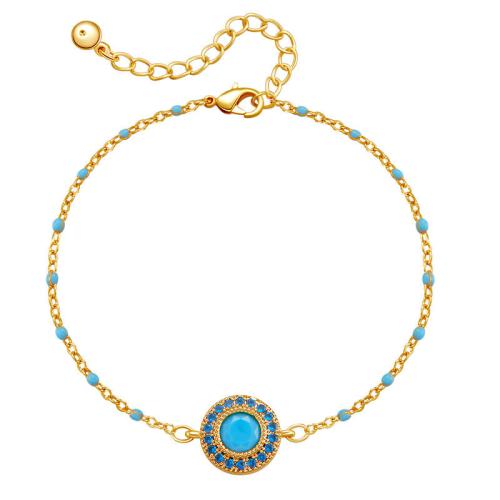 Bracelets en laiton, avec turquoise, Placage, pour femme, doré, Vendu par PC[