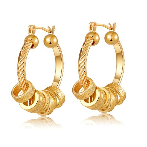 Brass Drop Earring, plated, for woman, golden [