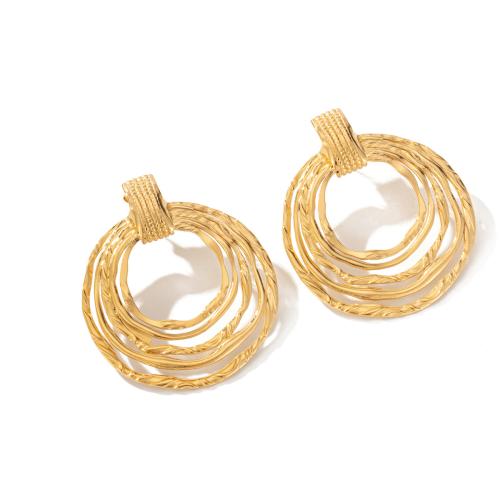 Boucles d'oreilles en acier titane, Placage, pour femme, doré, Vendu par paire