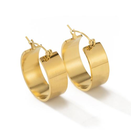 Titanium Steel Earrings, plated & for woman, golden 