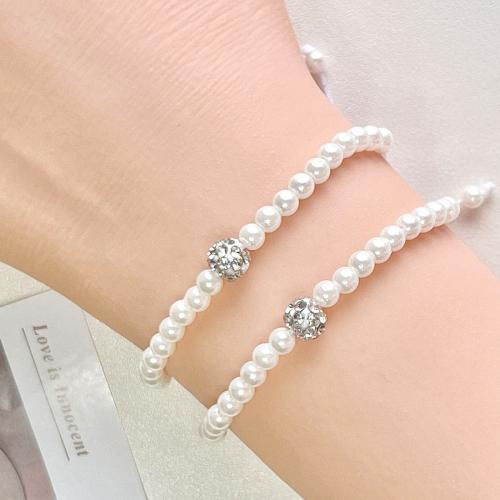 Bracelets de perles en plastique, alliage de zinc, avec Nylon polypropylène & plastique revêtu de cuivre, Placage, pour femme & avec strass cm, Vendu par fixé[