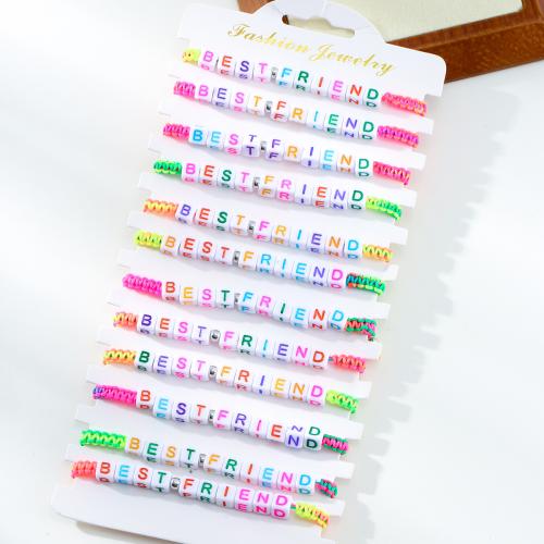 Acryl-Armband, Acryl, mit Nylon Polypropylen & Verkupferter Kunststoff, Alphabet-Buchstabe, unisex, gemischte Farben, Länge:18-26 cm, verkauft von setzen