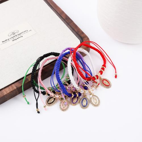 Zinc Alloy Rhinestone Bracelets, with Polyamide, plated, Unisex & enamel & with rhinestone cm [