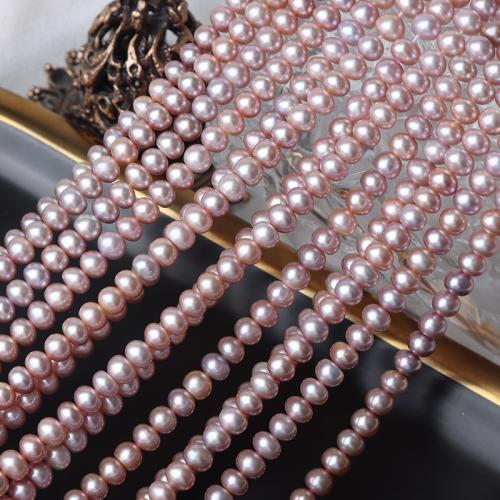 Natural Freshwater Pearl Loose Beads, Flat Round, DIY, purple, 5.5-6mm Approx 37 cm 