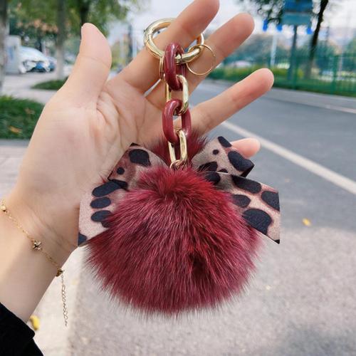 Fur Plush Key Chain, Zinc Alloy, with Fox Hair, multifunctional & for woman 150mm 